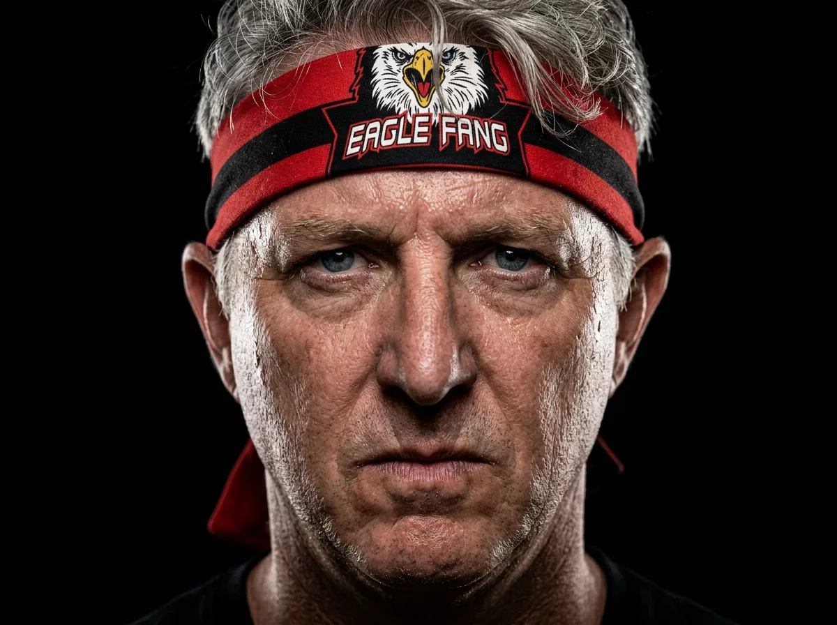 Sensei Steve, headband fastened, mid stare